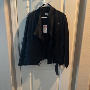 Reiss Black Cropped Trench Coat